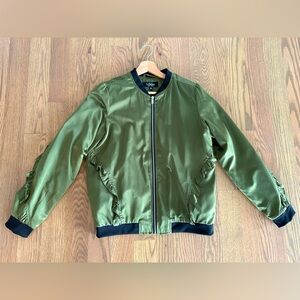 Coffee Shop Satin Bomber Jacket Like New
